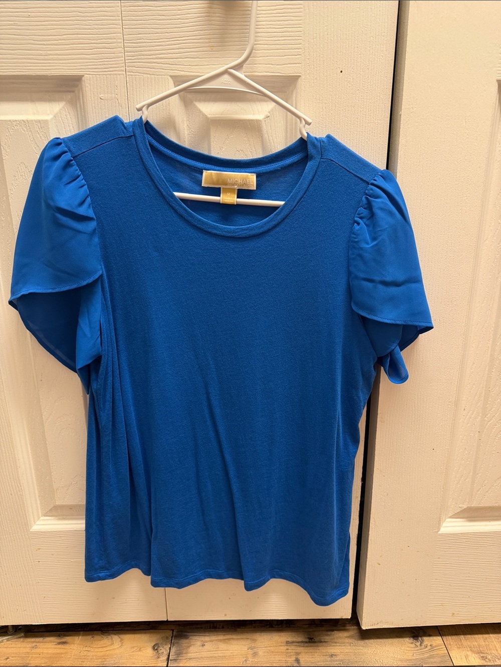 MICHAEL Michael Kors Cobalt Blue Puff Sleeve Short Sleeve Top